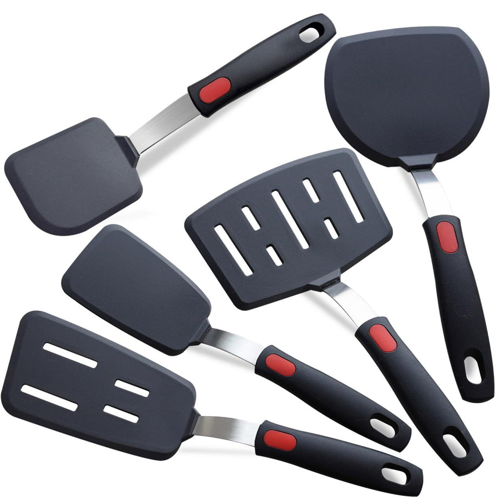 KAKAMINA 5-Pack Silicone Spatula Turner Set, Nonstick Safe