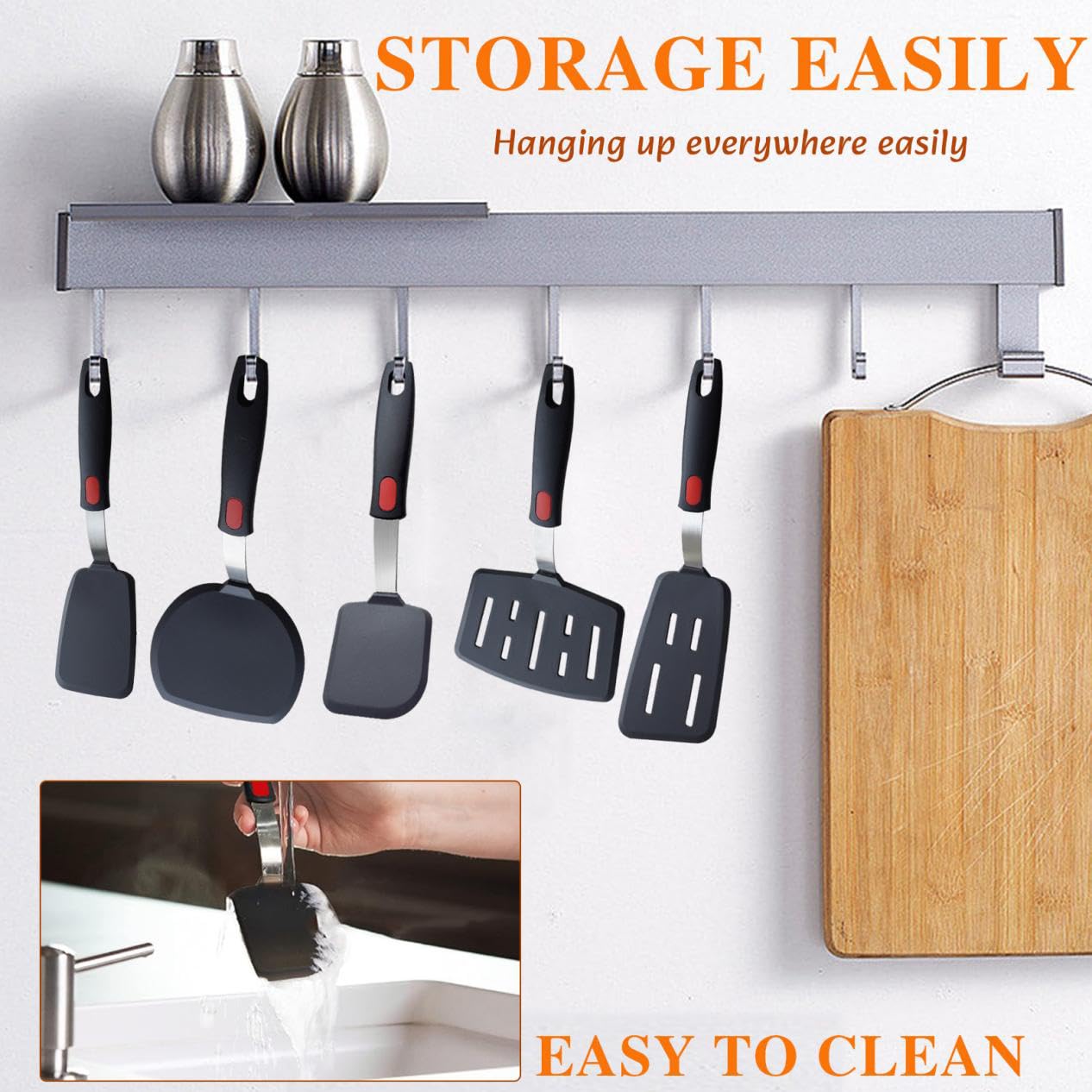 KAKAMINA 5-Pack Silicone Spatula Turner Set, Nonstick Safe
